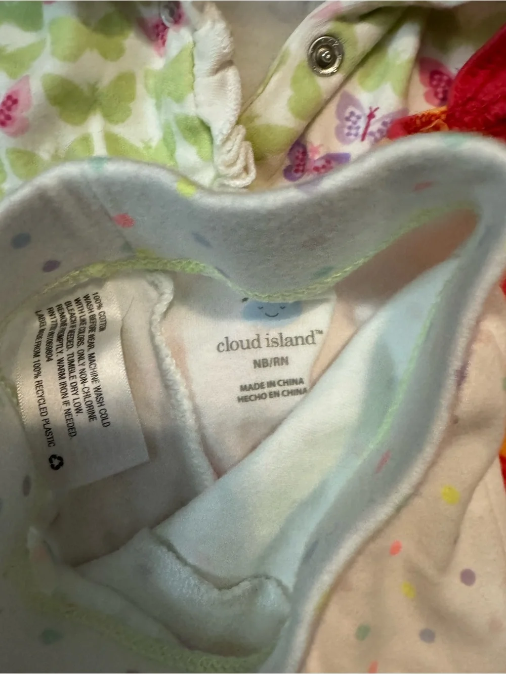 small wonders Green & Pink Butterfly Romper